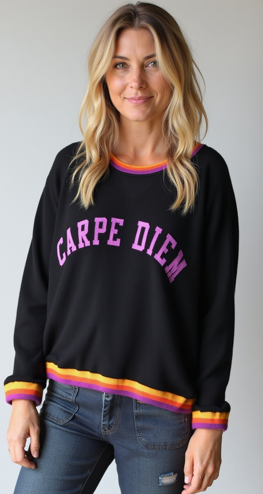 CARPE DIEM WAFFLE SWEAT TOP